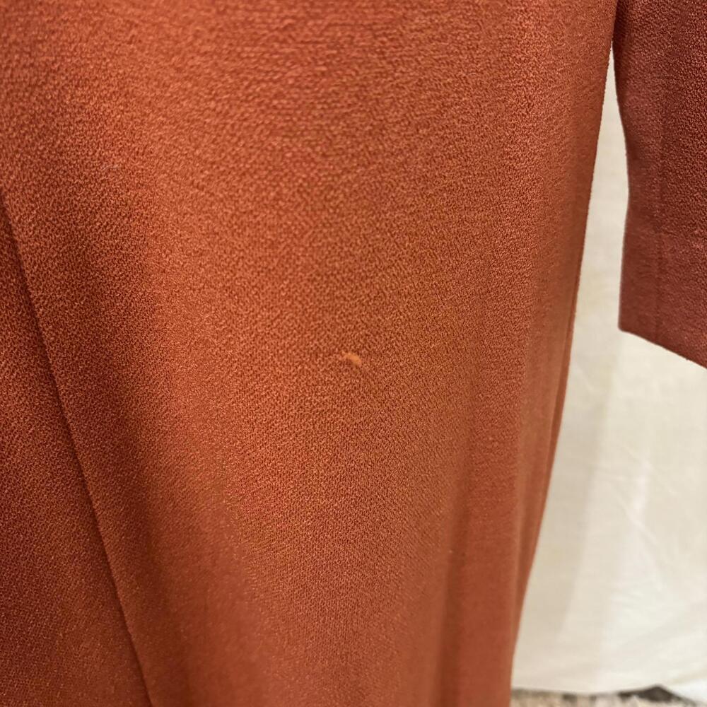 Vtg 60s Henry Lee burnt orange polyester midi dress - Picture 3 of 9